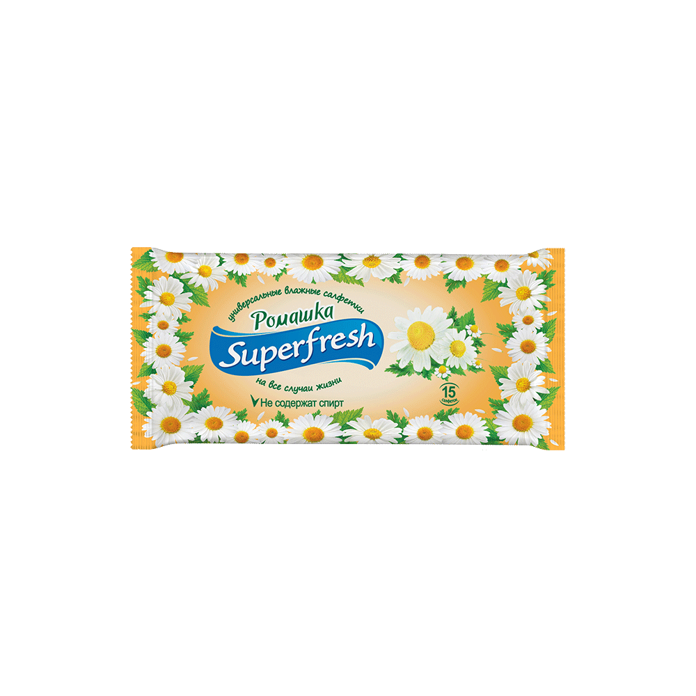 Superfresh Chamomille wet wipes, 15 pcs.- Фото - Biosphere
