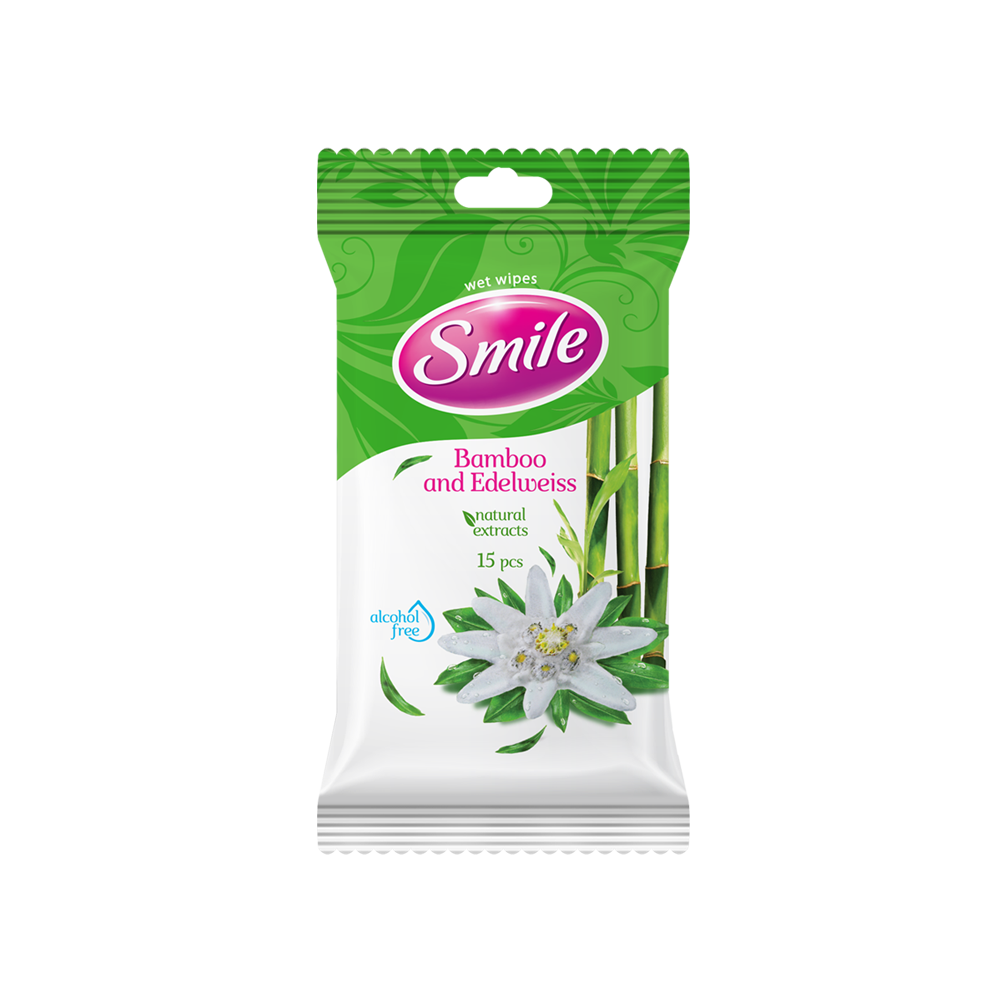 Smile Daily Bamboo & Edelweiss wet wipes 15pcs.- Фото - Biosphere
