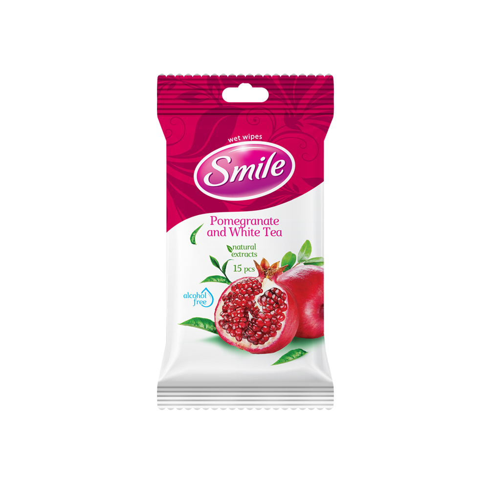 Smile Daily Pomegranate & White Tea wet wipes 15pcs.- Фото - Biosphere